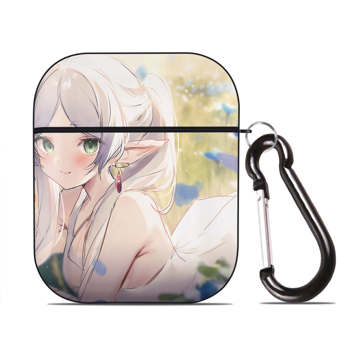 （画像用） 葬送のフリーレン Frieren AirPods 第2世代保護ケース ハードシェル ブラック 耐衝撃・防指紋・カラビナ付き
