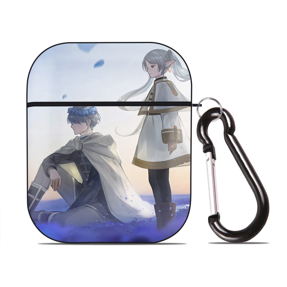 （画像用） 葬送のフリーレン Frieren AirPods 第2世代保護ケース ハードシェル ブラック 耐衝撃・防指紋・カラビナ付き