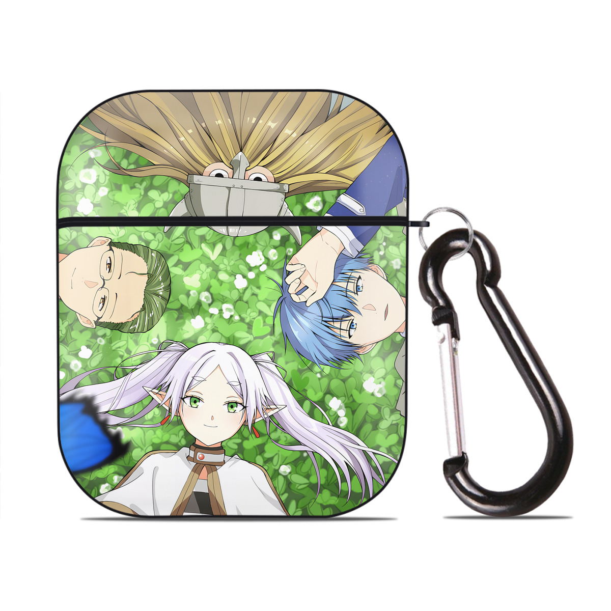 （画像用） 葬送のフリーレン Frieren AirPods 第2世代保護ケース ハードシェル ブラック 耐衝撃・防指紋・カラビナ付き