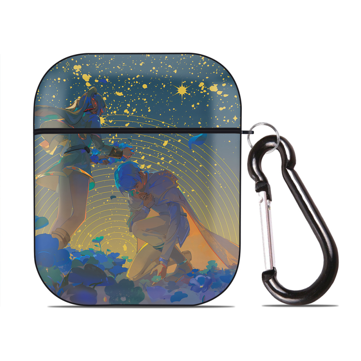 （画像用） 葬送のフリーレン Frieren AirPods 第2世代保護ケース ハードシェル ブラック 耐衝撃・防指紋・カラビナ付き
