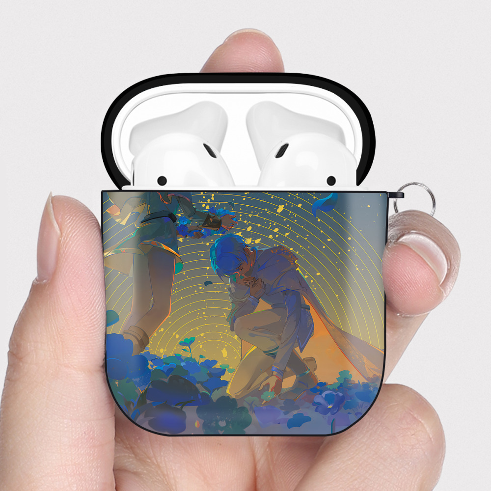 （画像用） 葬送のフリーレン Frieren AirPods 第2世代保護ケース ハードシェル ブラック 耐衝撃・防指紋・カラビナ付き
