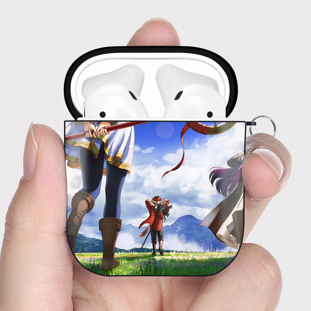 （画像用） 葬送のフリーレン Frieren AirPods 第2世代保護ケース ハードシェル ブラック 耐衝撃・防指紋・カラビナ付き