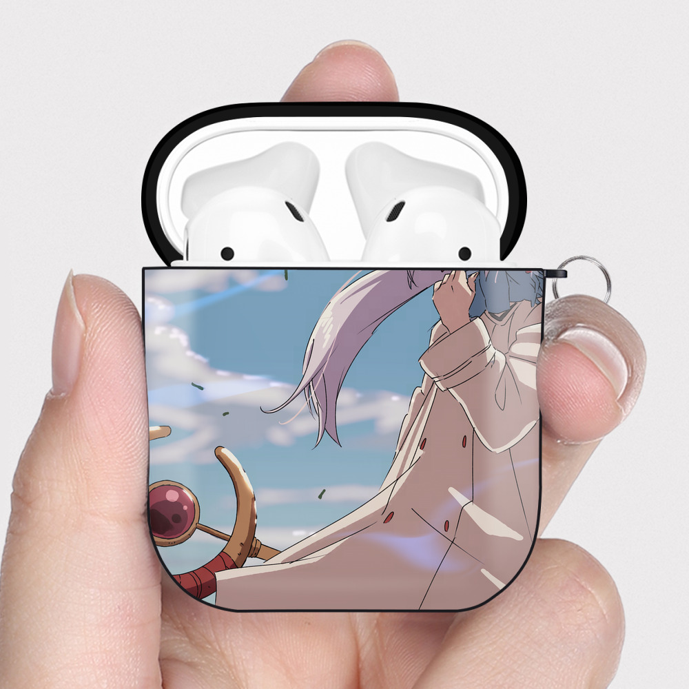 （画像用） 葬送のフリーレン Frieren AirPods 第2世代保護ケース ハードシェル ブラック 耐衝撃・防指紋・カラビナ付き