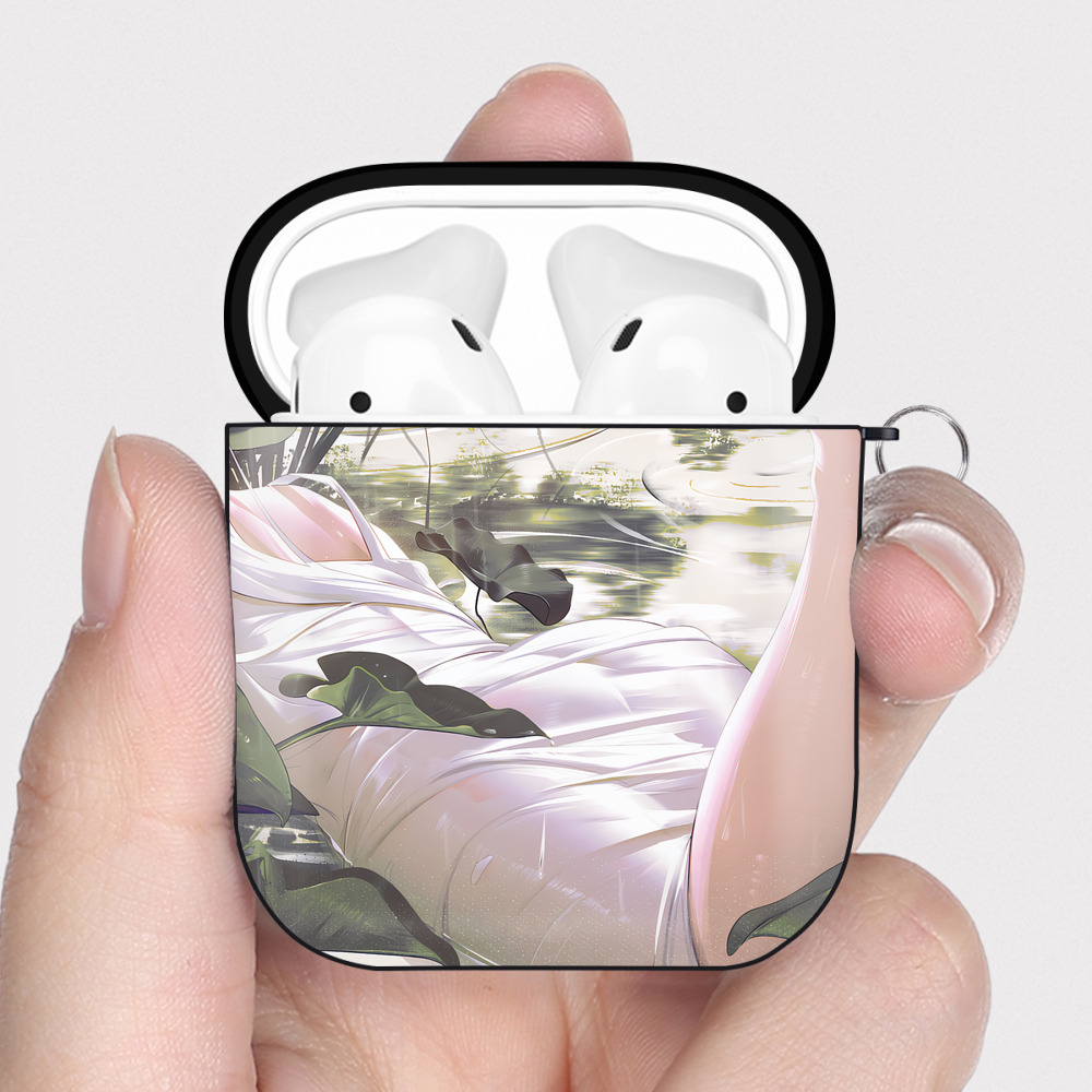 （画像用） 葬送のフリーレン Frieren AirPods 第2世代保護ケース ハードシェル ブラック 耐衝撃・防指紋・カラビナ付き