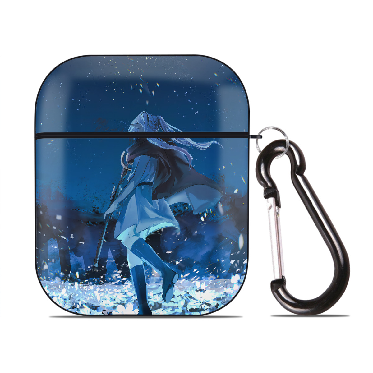 （画像用） 葬送のフリーレン Frieren AirPods 第2世代保護ケース ハードシェル ブラック 耐衝撃・防指紋・カラビナ付き