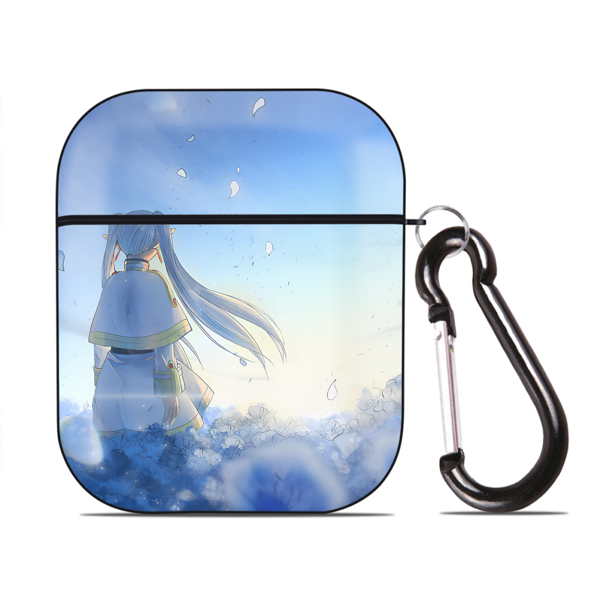（画像用） 葬送のフリーレン Frieren AirPods 第2世代保護ケース ハードシェル ブラック 耐衝撃・防指紋・カラビナ付き