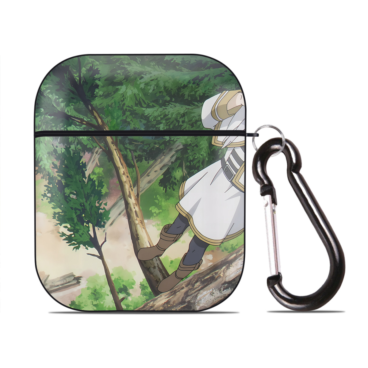 （画像用） 葬送のフリーレン Frieren AirPods 第2世代保護ケース ハードシェル ブラック 耐衝撃・防指紋・カラビナ付き