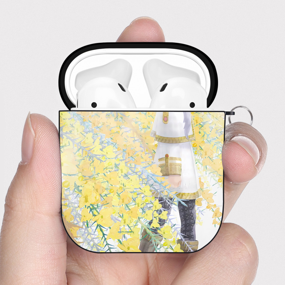 （画像用） 葬送のフリーレン Frieren AirPods 第2世代保護ケース ハードシェル ブラック 耐衝撃・防指紋・カラビナ付き