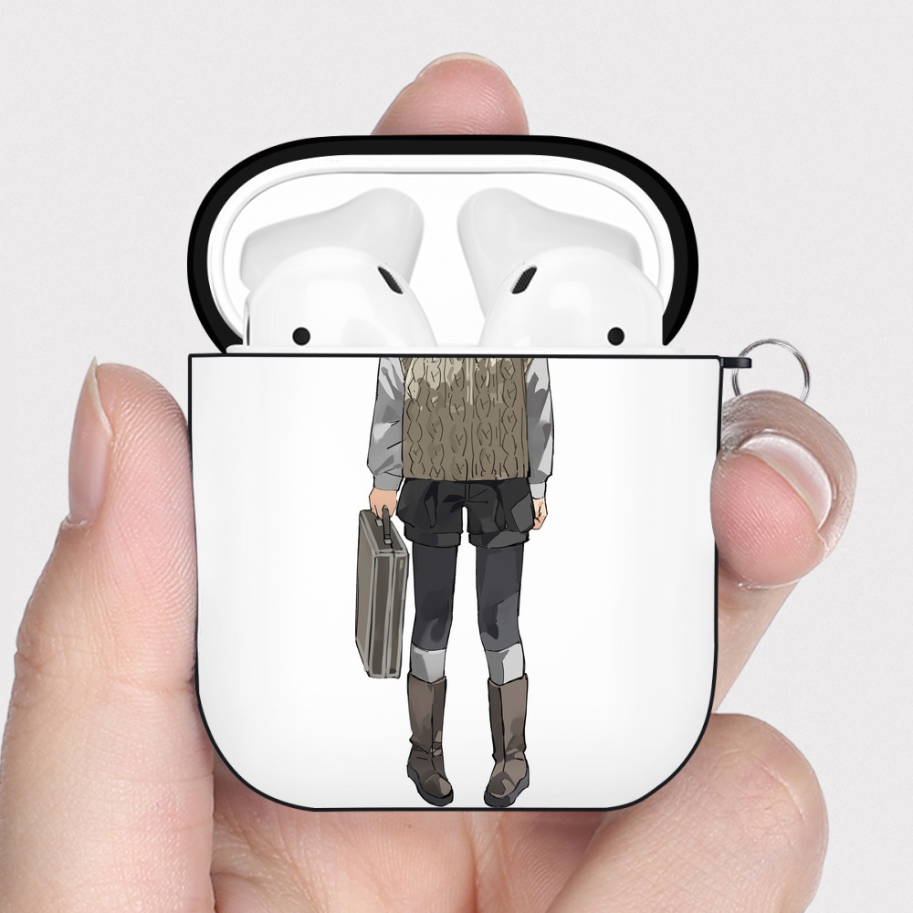 （画像用） 葬送のフリーレン Frieren AirPods 第2世代保護ケース ハードシェル ブラック 耐衝撃・防指紋・カラビナ付き