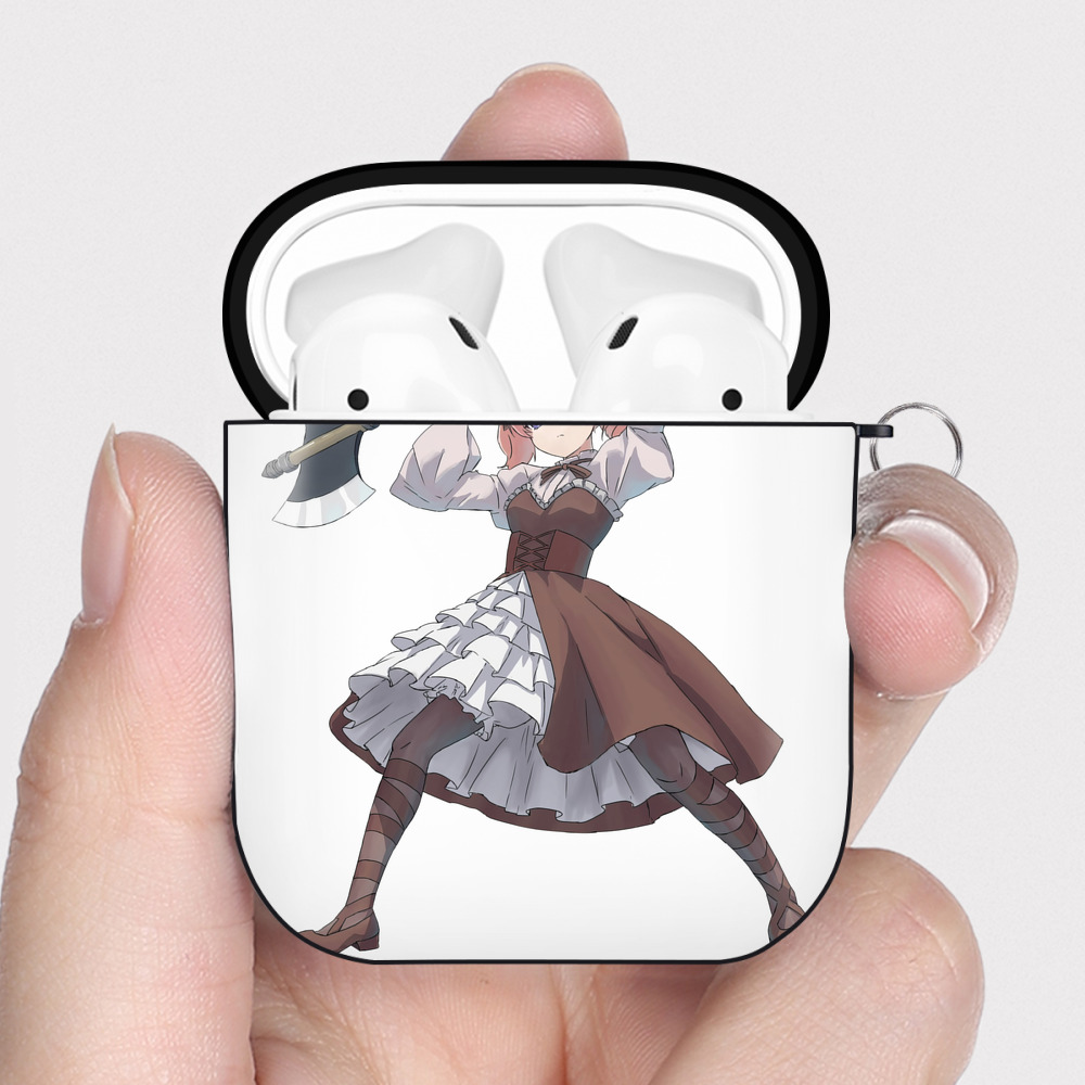 （画像用） 葬送のフリーレン Frieren AirPods 第2世代保護ケース ハードシェル ブラック 耐衝撃・防指紋・カラビナ付き