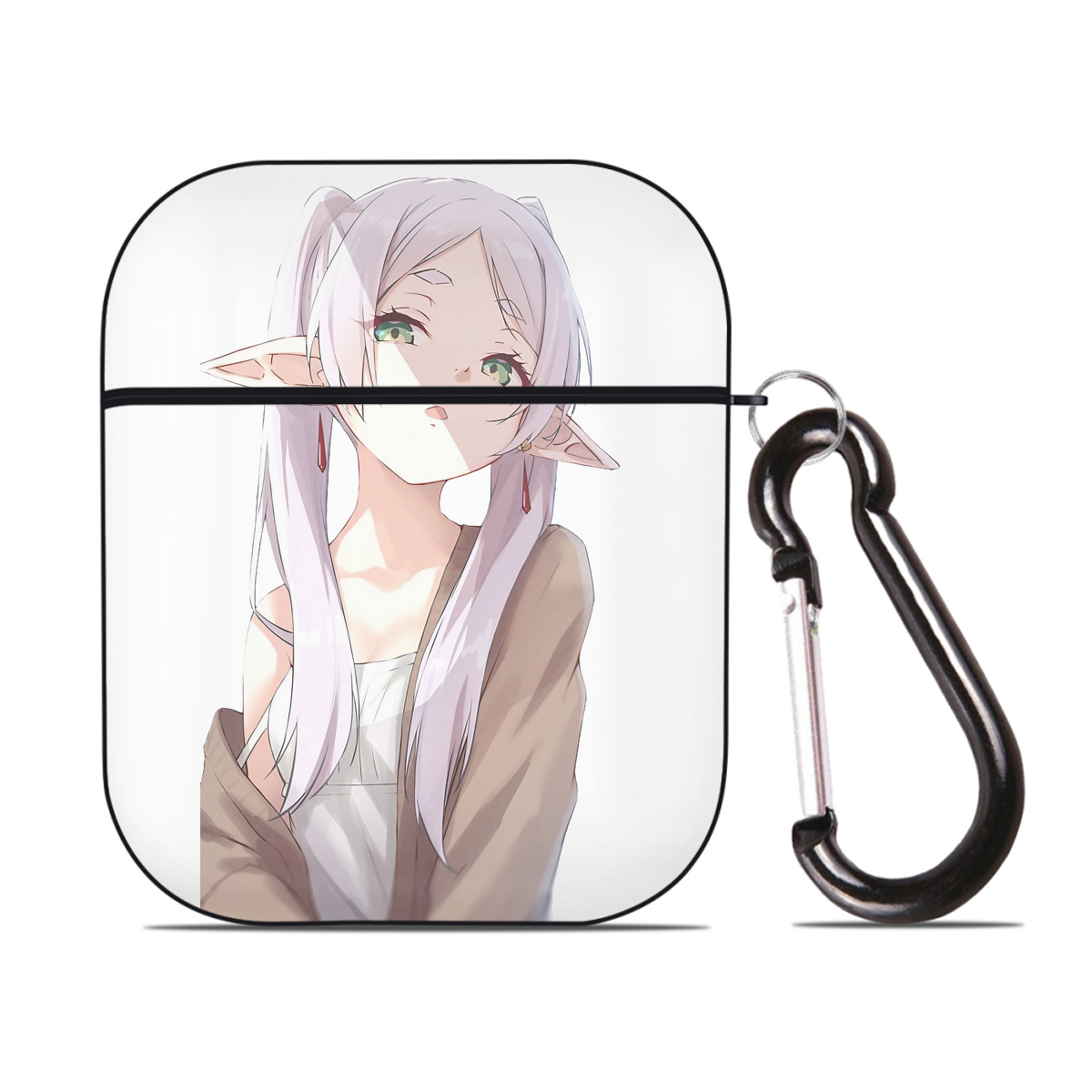 （画像用） 葬送のフリーレン Frieren AirPods 第2世代保護ケース ハードシェル ブラック 耐衝撃・防指紋・カラビナ付き