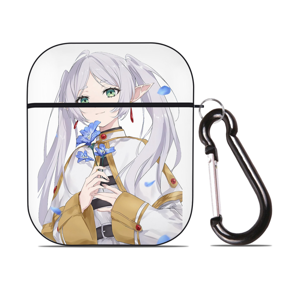 （画像用） 葬送のフリーレン Frieren AirPods 第2世代保護ケース ハードシェル ブラック 耐衝撃・防指紋・カラビナ付き