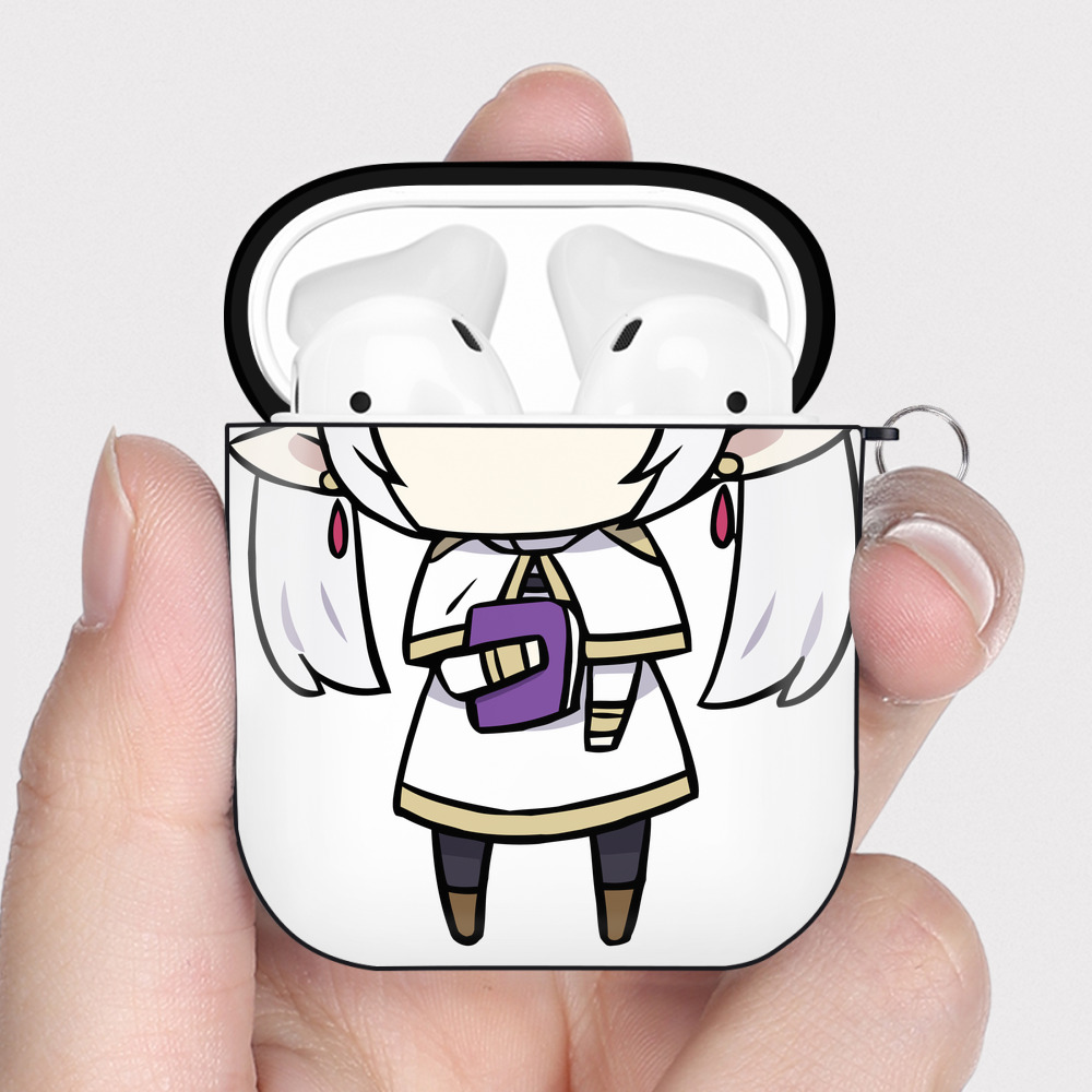 （画像用） 葬送のフリーレン Frieren AirPods 第2世代保護ケース ハードシェル ブラック 耐衝撃・防指紋・カラビナ付き