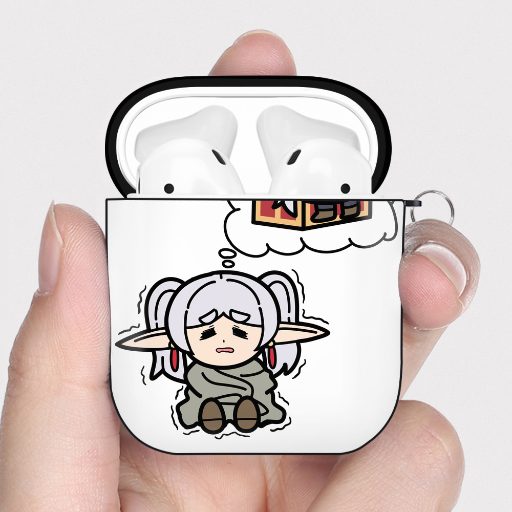 （画像用） 葬送のフリーレン Frieren AirPods 第2世代保護ケース ハードシェル ブラック 耐衝撃・防指紋・カラビナ付き