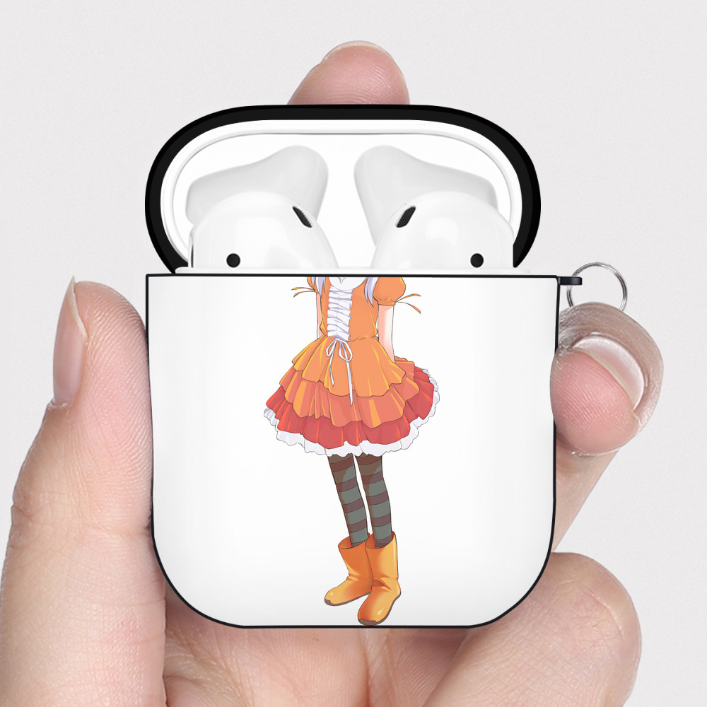 （画像用） 葬送のフリーレン Frieren AirPods 第2世代保護ケース ハードシェル ブラック 耐衝撃・防指紋・カラビナ付き