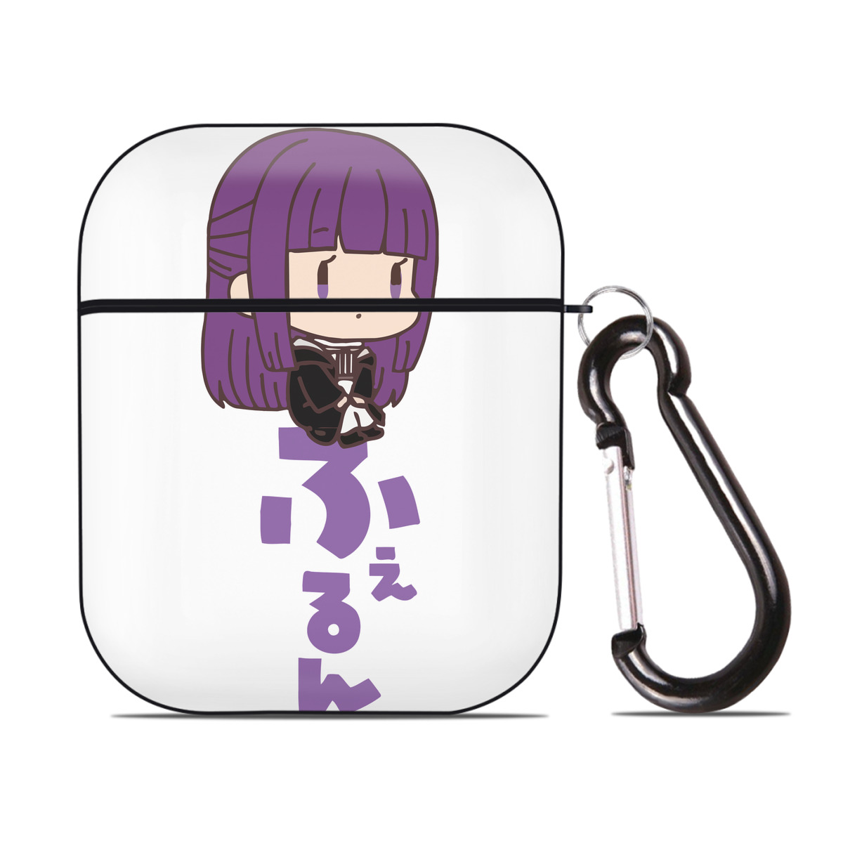（画像用） 葬送のフリーレン Frieren AirPods 第2世代保護ケース ハードシェル ブラック 耐衝撃・防指紋・カラビナ付き