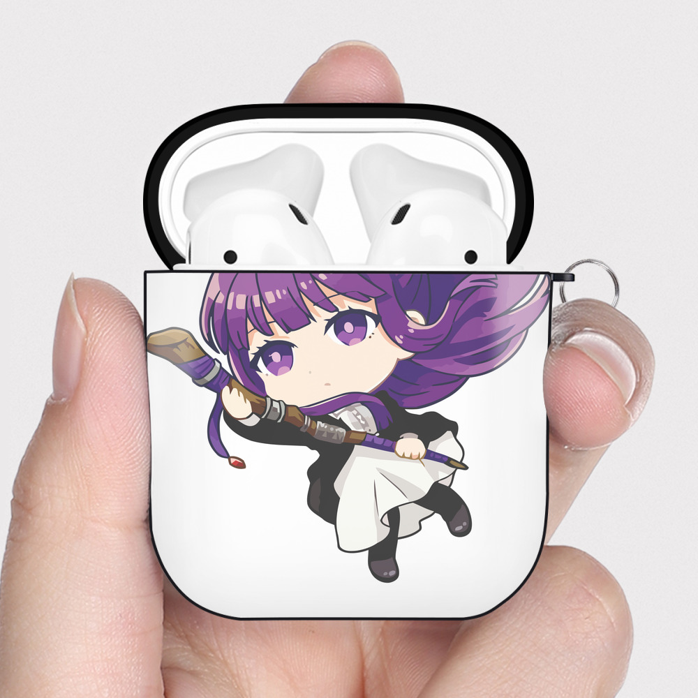 （画像用） 葬送のフリーレン Frieren AirPods 第2世代保護ケース ハードシェル ブラック 耐衝撃・防指紋・カラビナ付き