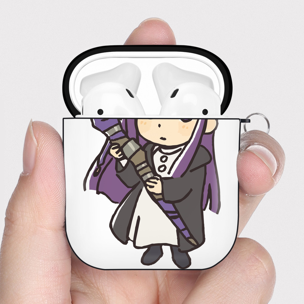 （画像用） 葬送のフリーレン Frieren AirPods 第2世代保護ケース ハードシェル ブラック 耐衝撃・防指紋・カラビナ付き
