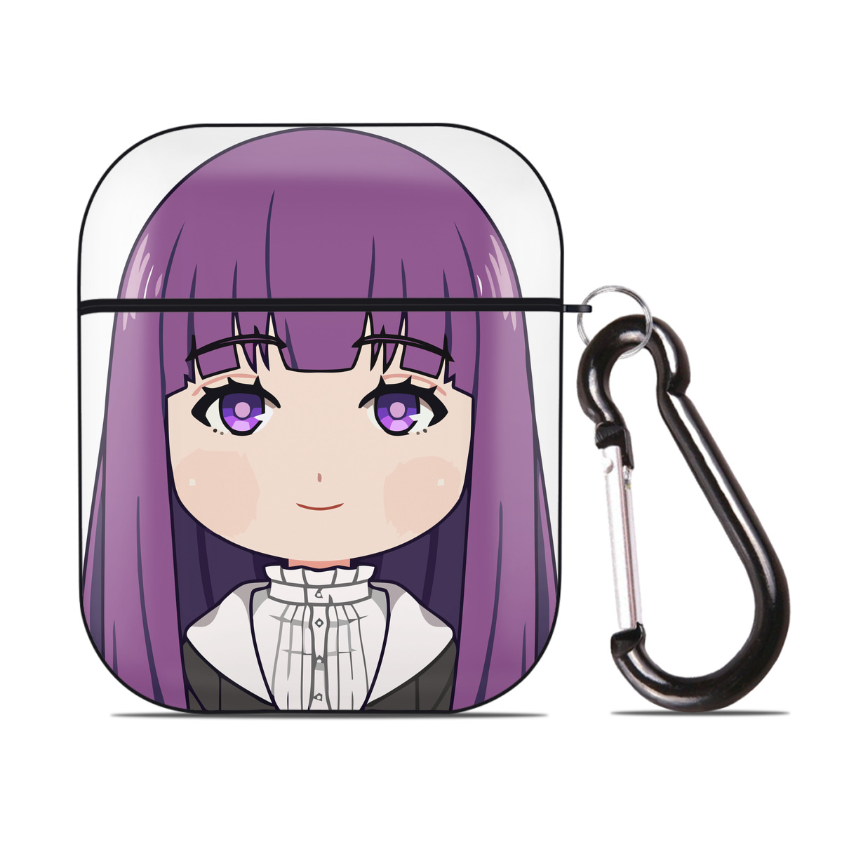 （画像用） 葬送のフリーレン Frieren AirPods 第2世代保護ケース ハードシェル ブラック 耐衝撃・防指紋・カラビナ付き