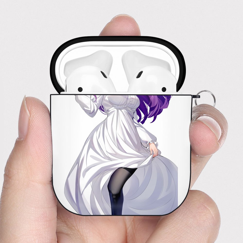 （画像用） 葬送のフリーレン Frieren AirPods 第2世代保護ケース ハードシェル ブラック 耐衝撃・防指紋・カラビナ付き