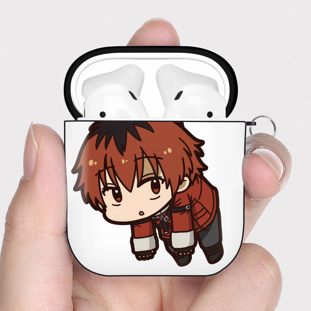 （画像用） 葬送のフリーレン Frieren AirPods 第2世代保護ケース ハードシェル ブラック 耐衝撃・防指紋・カラビナ付き