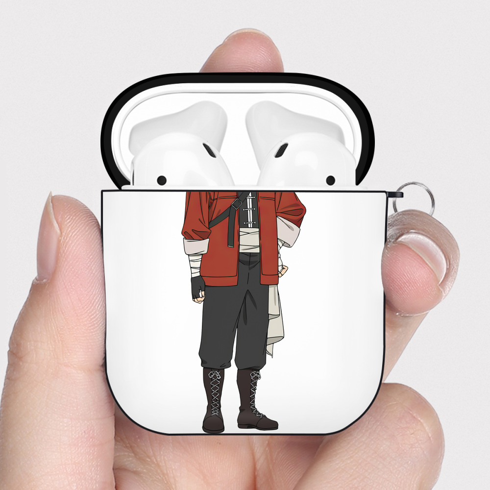 （画像用） 葬送のフリーレン Frieren AirPods 第2世代保護ケース ハードシェル ブラック 耐衝撃・防指紋・カラビナ付き
