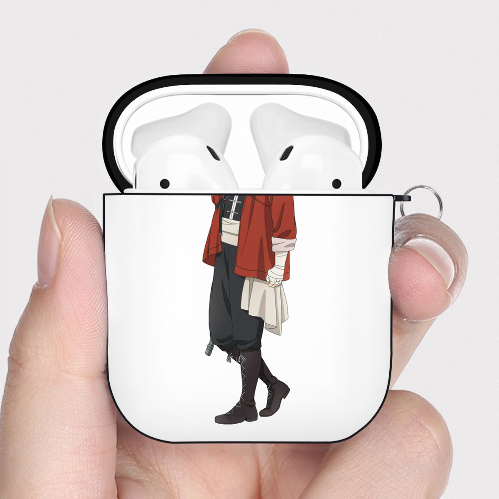 （画像用） 葬送のフリーレン Frieren AirPods 第2世代保護ケース ハードシェル ブラック 耐衝撃・防指紋・カラビナ付き