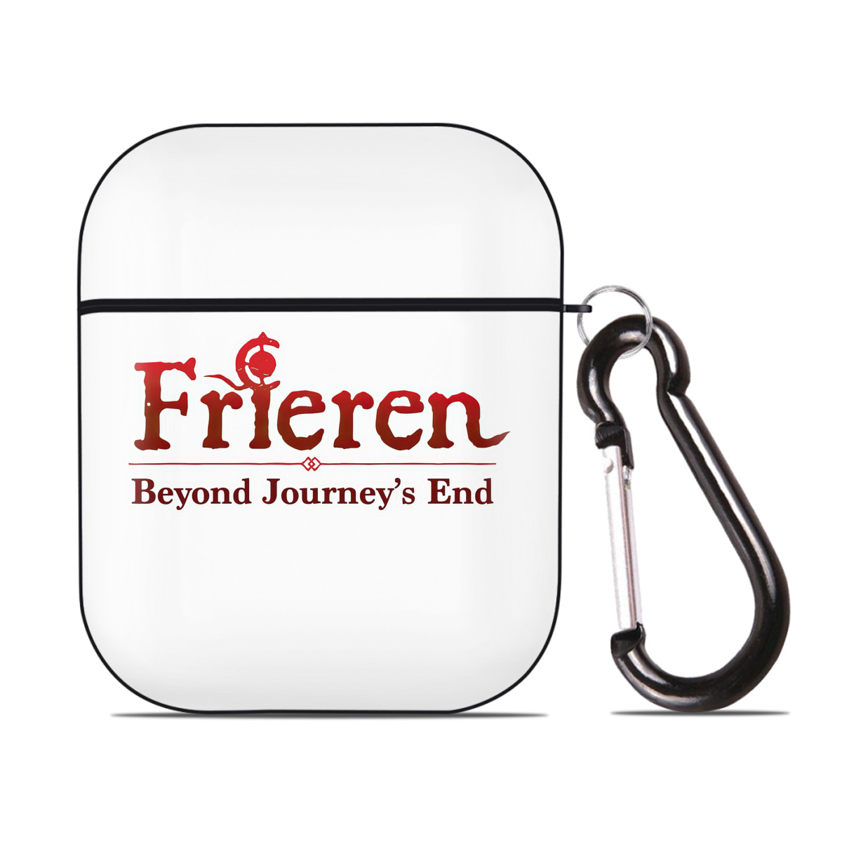 （画像用） 葬送のフリーレン Frieren AirPods 第2世代保護ケース ハードシェル ブラック 耐衝撃・防指紋・カラビナ付き
