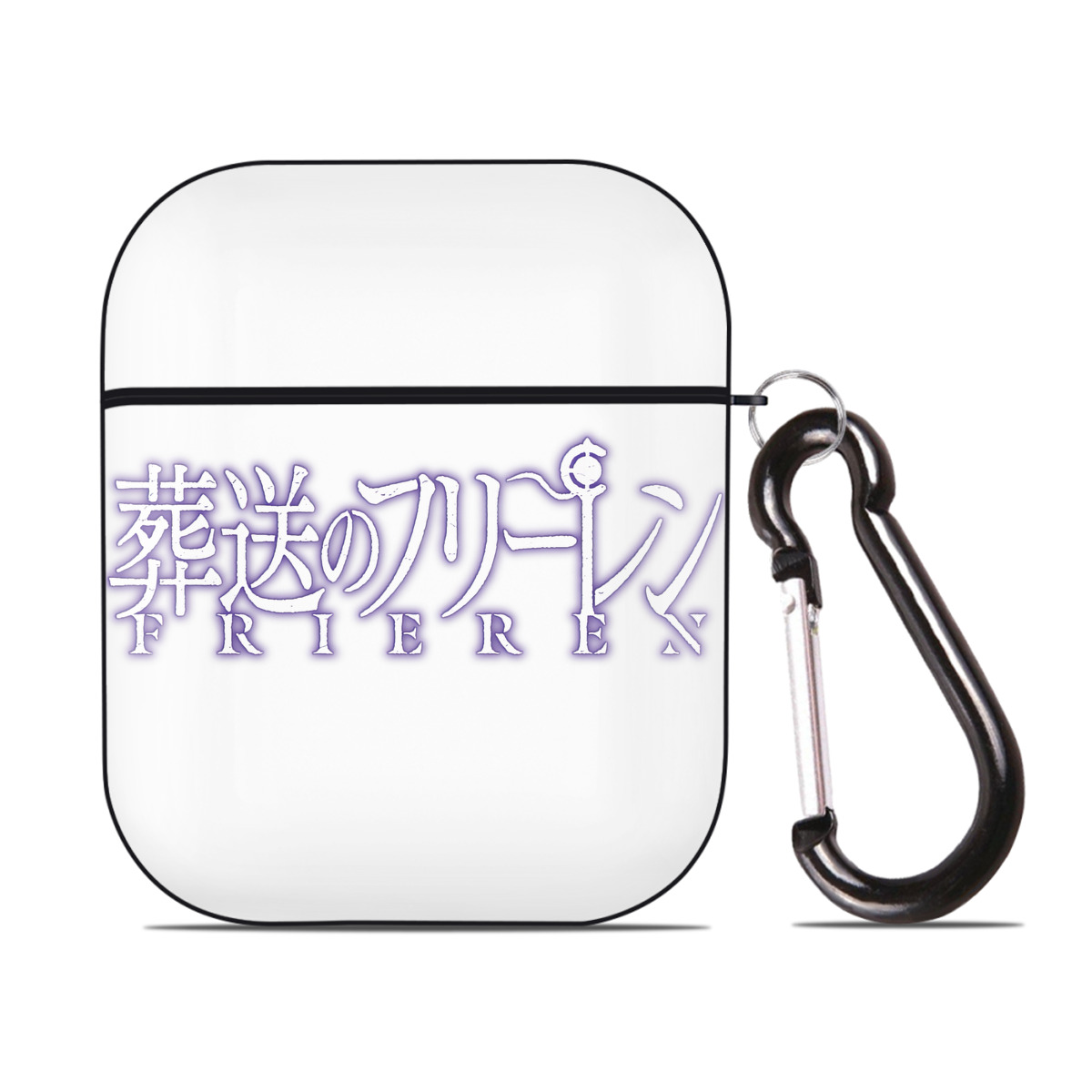 （画像用） 葬送のフリーレン Frieren AirPods 第2世代保護ケース ハードシェル ブラック 耐衝撃・防指紋・カラビナ付き