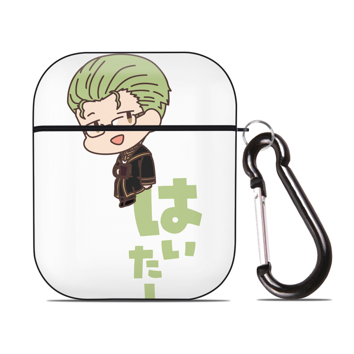 （画像用） 葬送のフリーレン Frieren AirPods 第2世代保護ケース ハードシェル ブラック 耐衝撃・防指紋・カラビナ付き