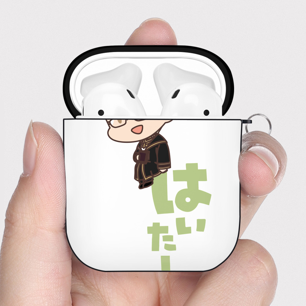 （画像用） 葬送のフリーレン Frieren AirPods 第2世代保護ケース ハードシェル ブラック 耐衝撃・防指紋・カラビナ付き