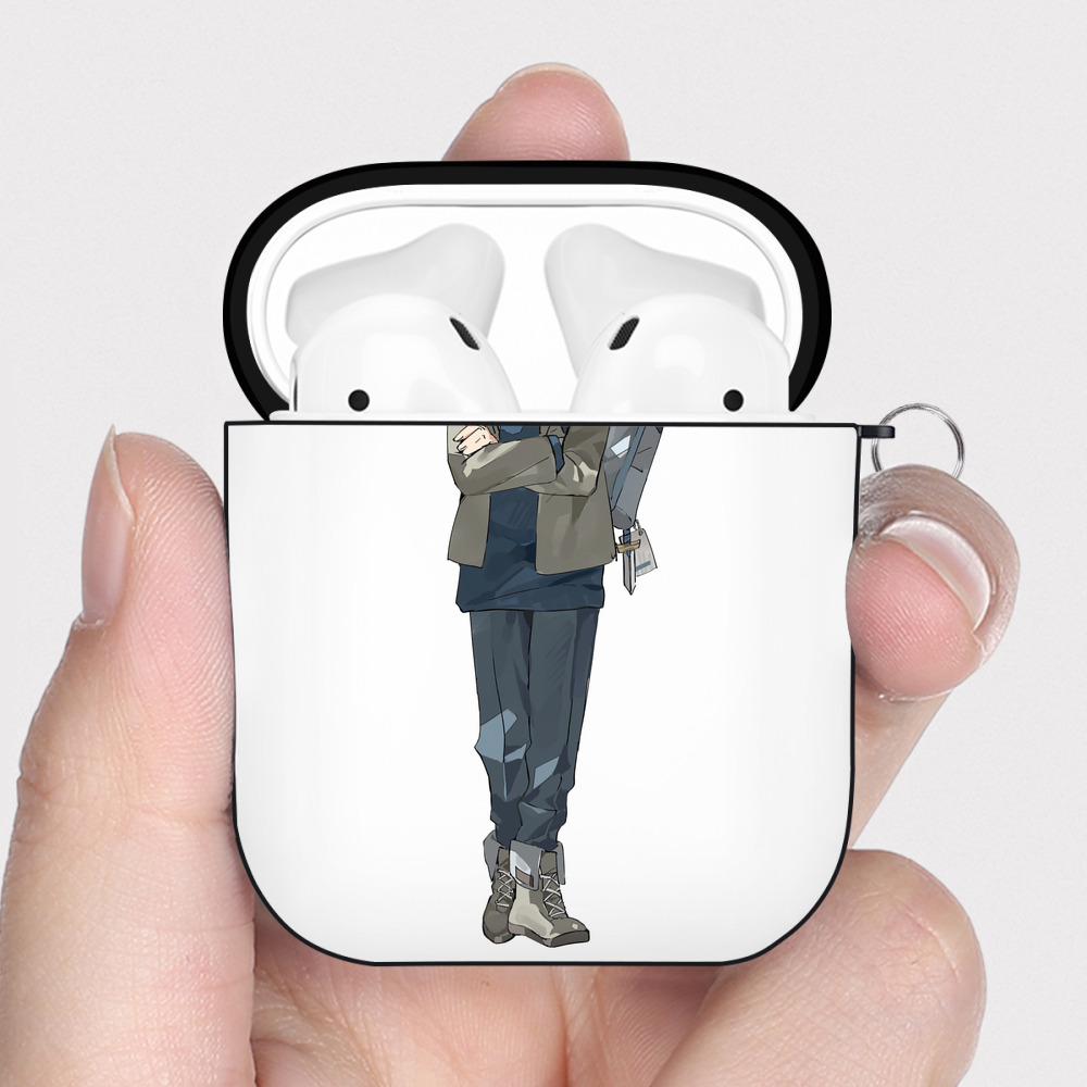 （画像用） 葬送のフリーレン Frieren AirPods 第2世代保護ケース ハードシェル ブラック 耐衝撃・防指紋・カラビナ付き