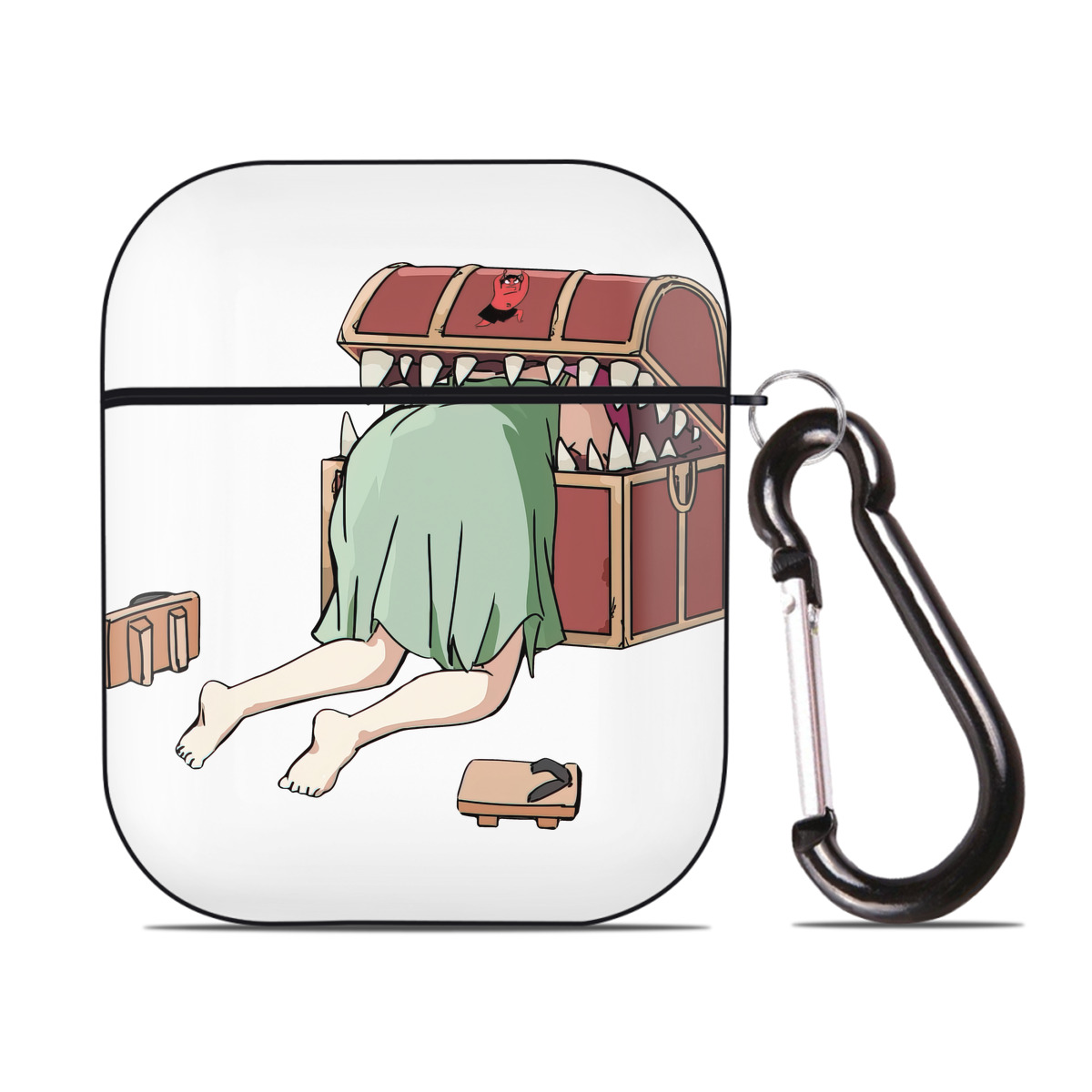 （画像用） 葬送のフリーレン Frieren AirPods 第2世代保護ケース ハードシェル ブラック 耐衝撃・防指紋・カラビナ付き