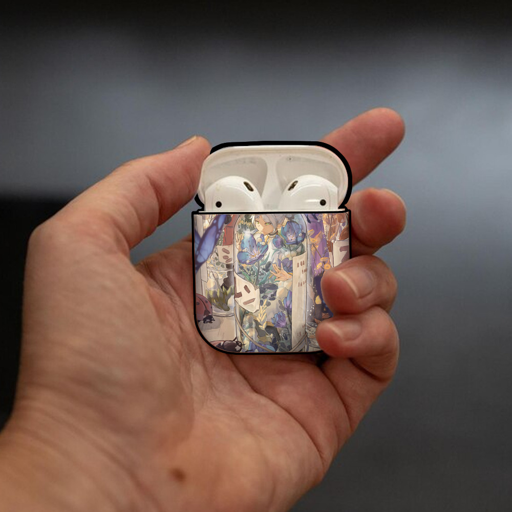 葬送のフリーレン Frieren AirPods 第2世代保護ケース ハードシェル ブラック 耐衝撃・防指紋・カラビナ付き