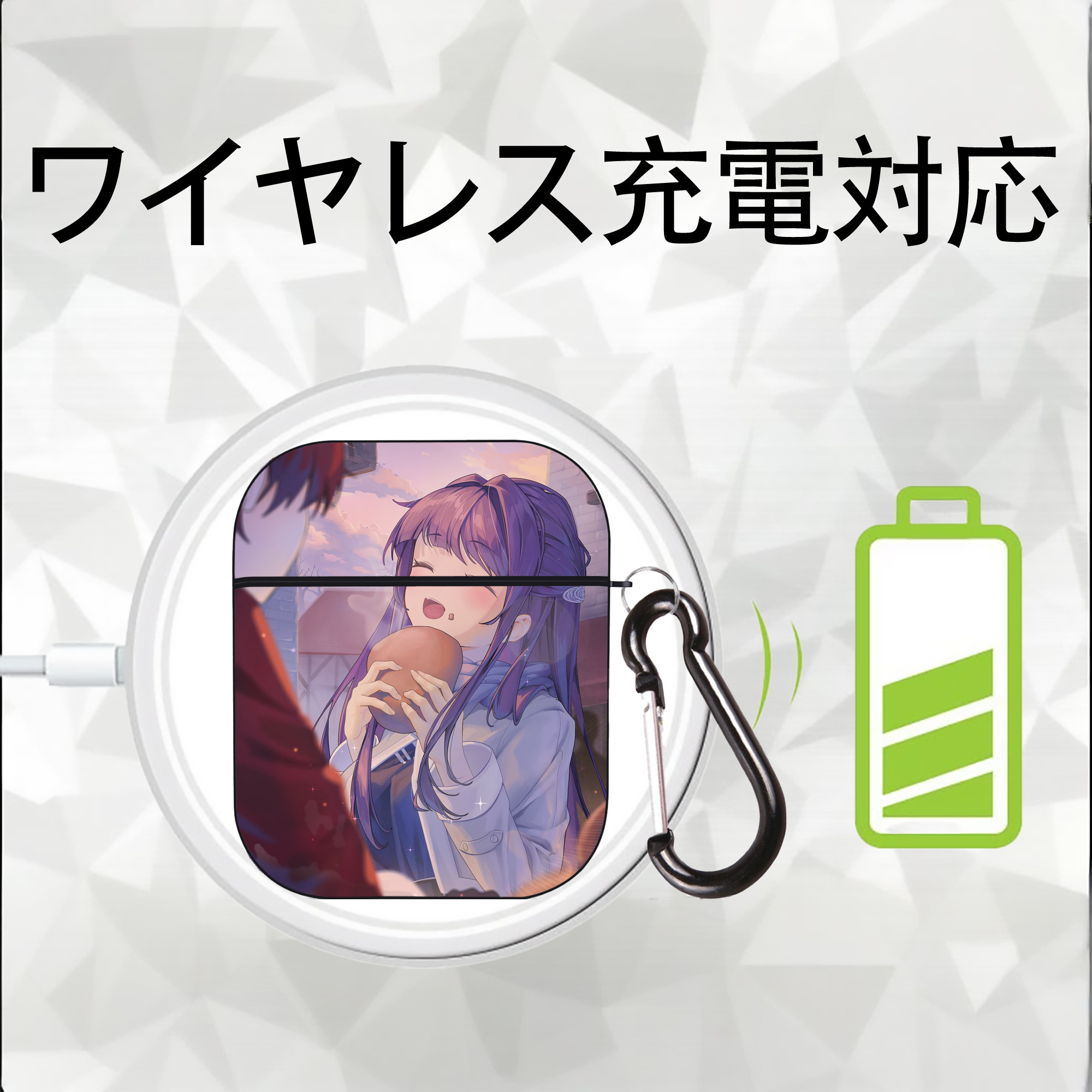 葬送のフリーレン Frieren AirPods 第2世代保護ケース ハードシェル ブラック 耐衝撃・防指紋・カラビナ付き