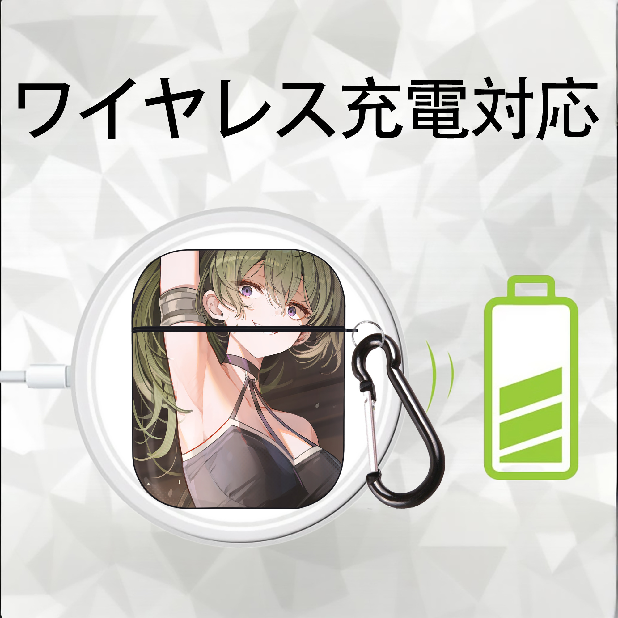 葬送のフリーレン Frieren AirPods 第2世代保護ケース ハードシェル ブラック 耐衝撃・防指紋・カラビナ付き