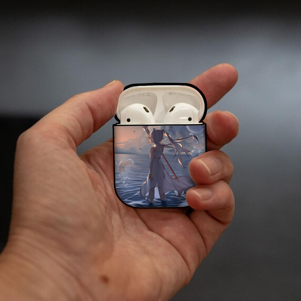 葬送のフリーレン Frieren AirPods 第2世代保護ケース ハードシェル ブラック 耐衝撃・防指紋・カラビナ付き