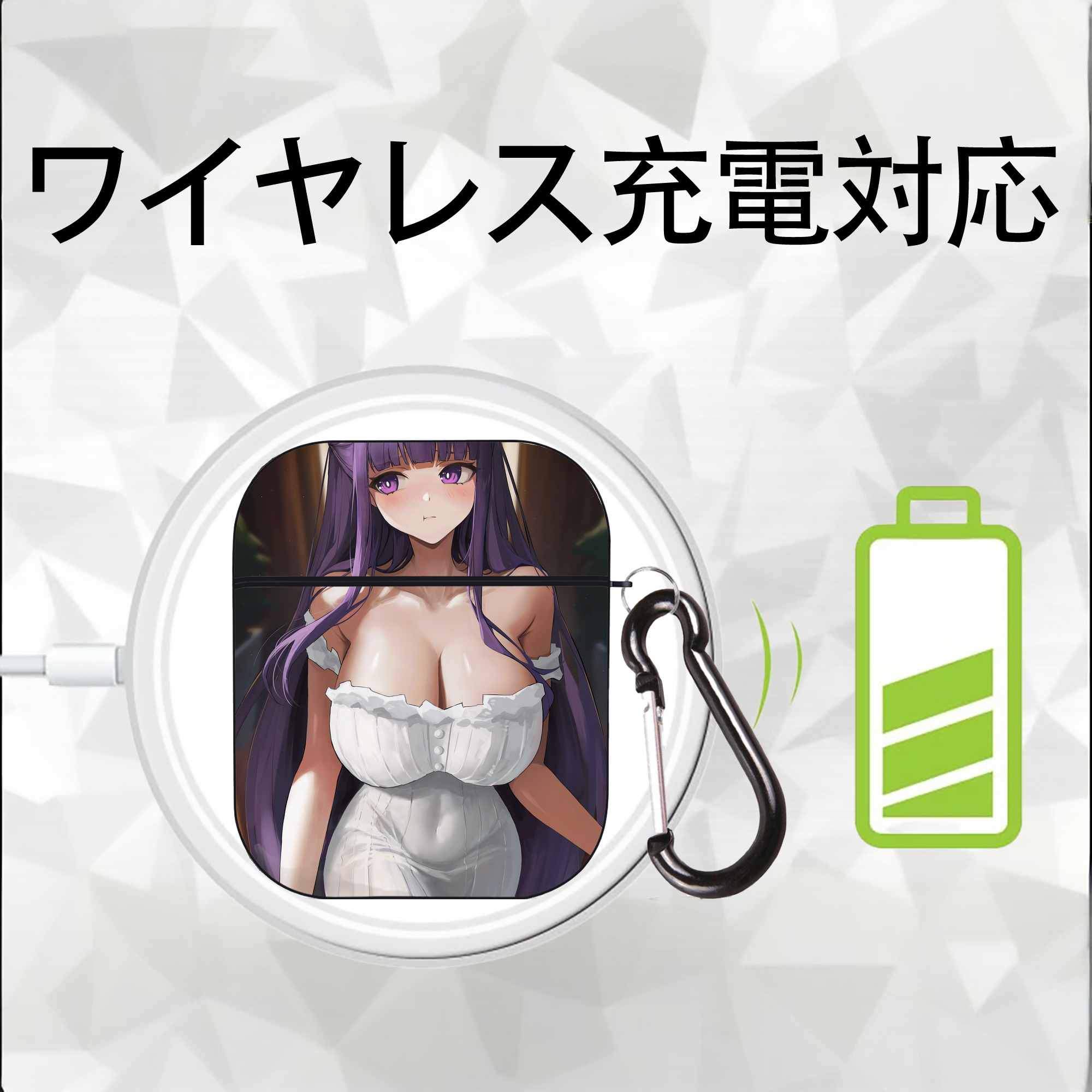 葬送のフリーレン Frieren AirPods 第2世代保護ケース ハードシェル ブラック 耐衝撃・防指紋・カラビナ付き