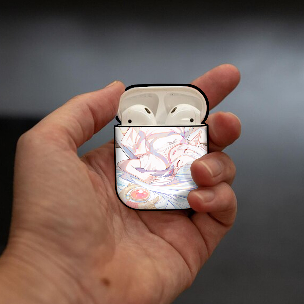 葬送のフリーレン Frieren AirPods 第2世代保護ケース ハードシェル ブラック 耐衝撃・防指紋・カラビナ付き