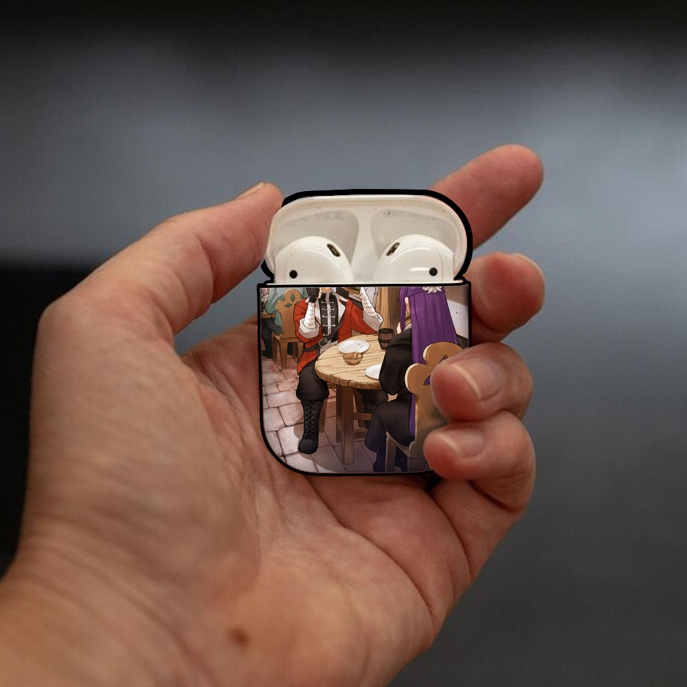 葬送のフリーレン Frieren AirPods 第2世代保護ケース ハードシェル ブラック 耐衝撃・防指紋・カラビナ付き
