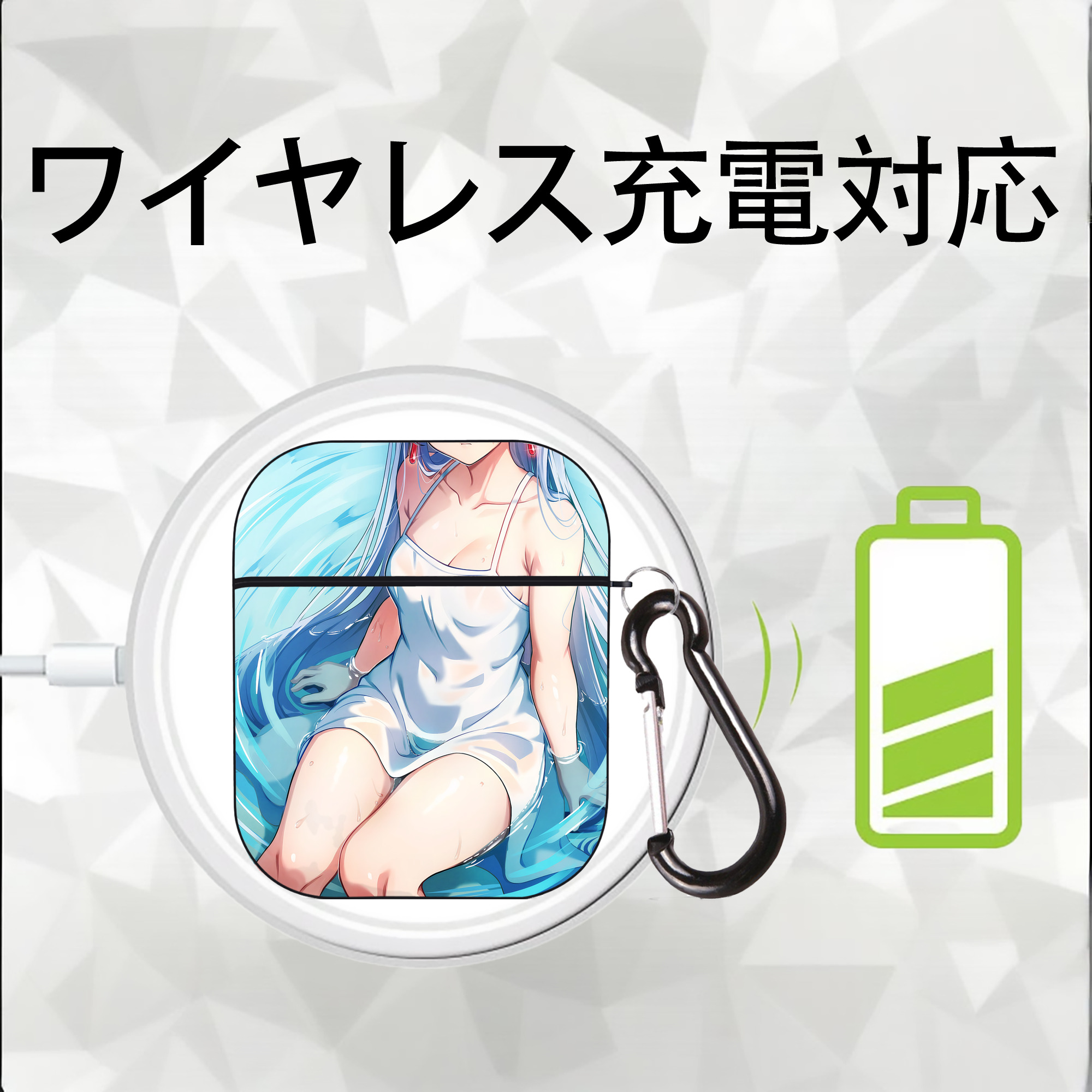 葬送のフリーレン Frieren AirPods 第2世代保護ケース ハードシェル ブラック 耐衝撃・防指紋・カラビナ付き