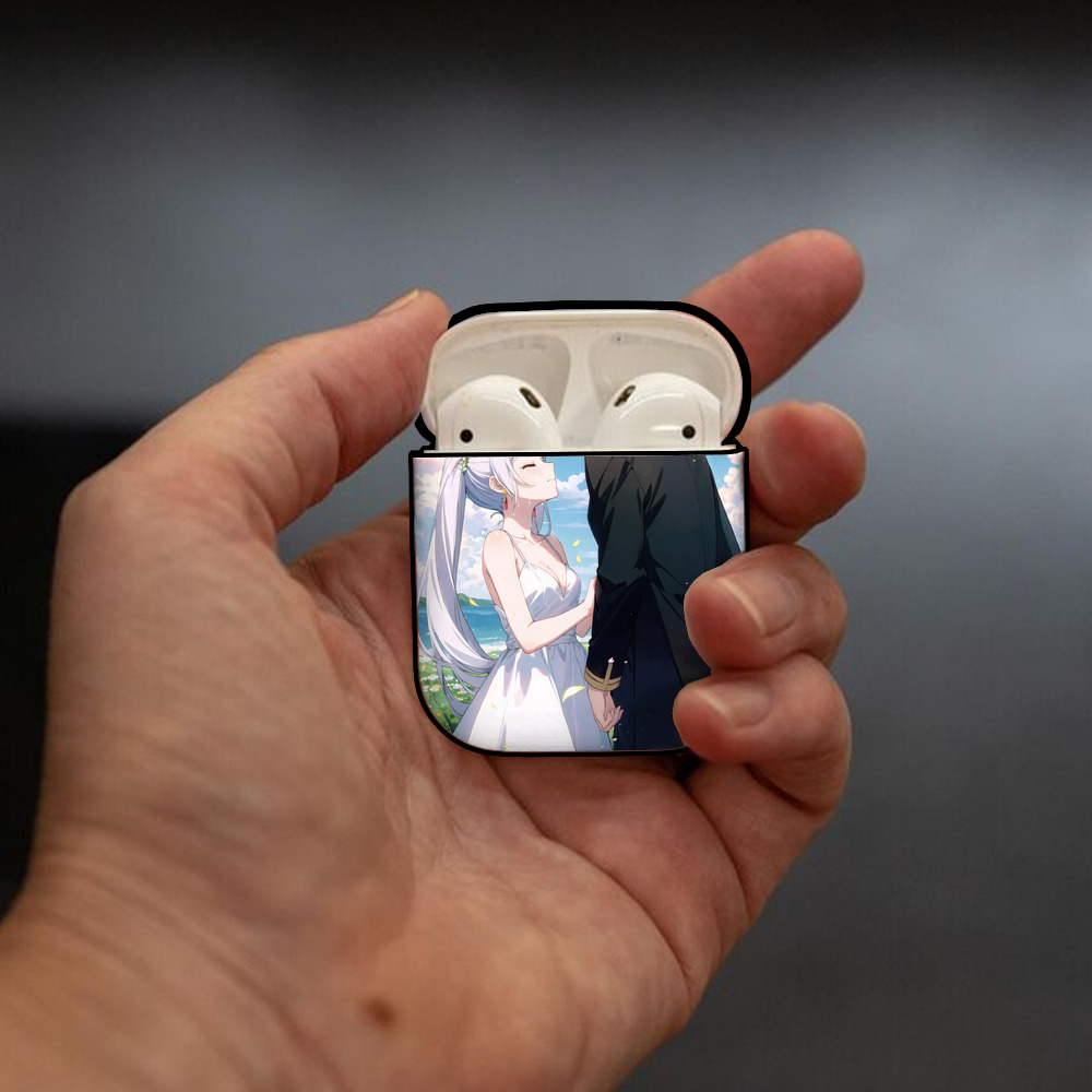 葬送のフリーレン Frieren AirPods 第2世代保護ケース ハードシェル ブラック 耐衝撃・防指紋・カラビナ付き