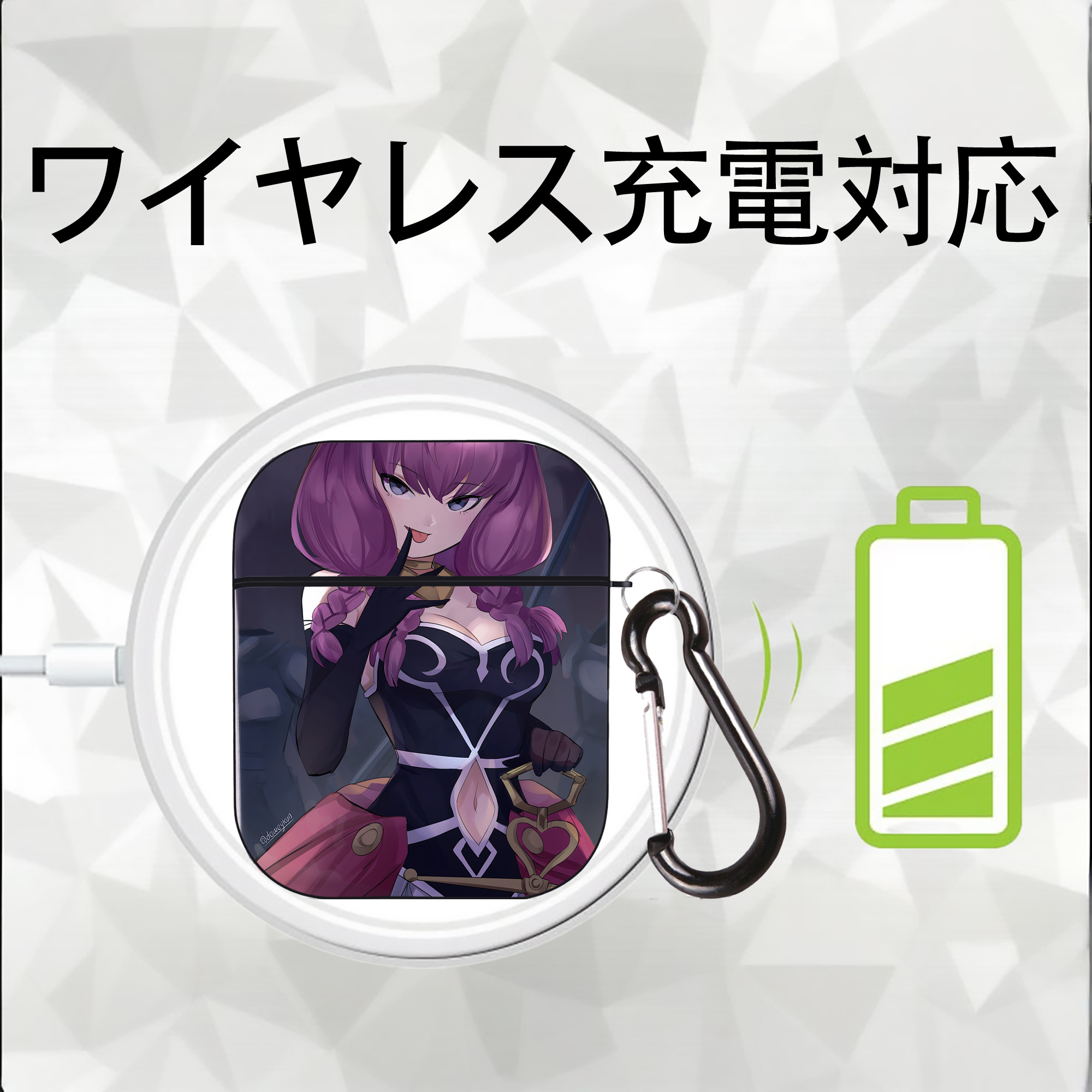 葬送のフリーレン Frieren AirPods 第2世代保護ケース ハードシェル ブラック 耐衝撃・防指紋・カラビナ付き