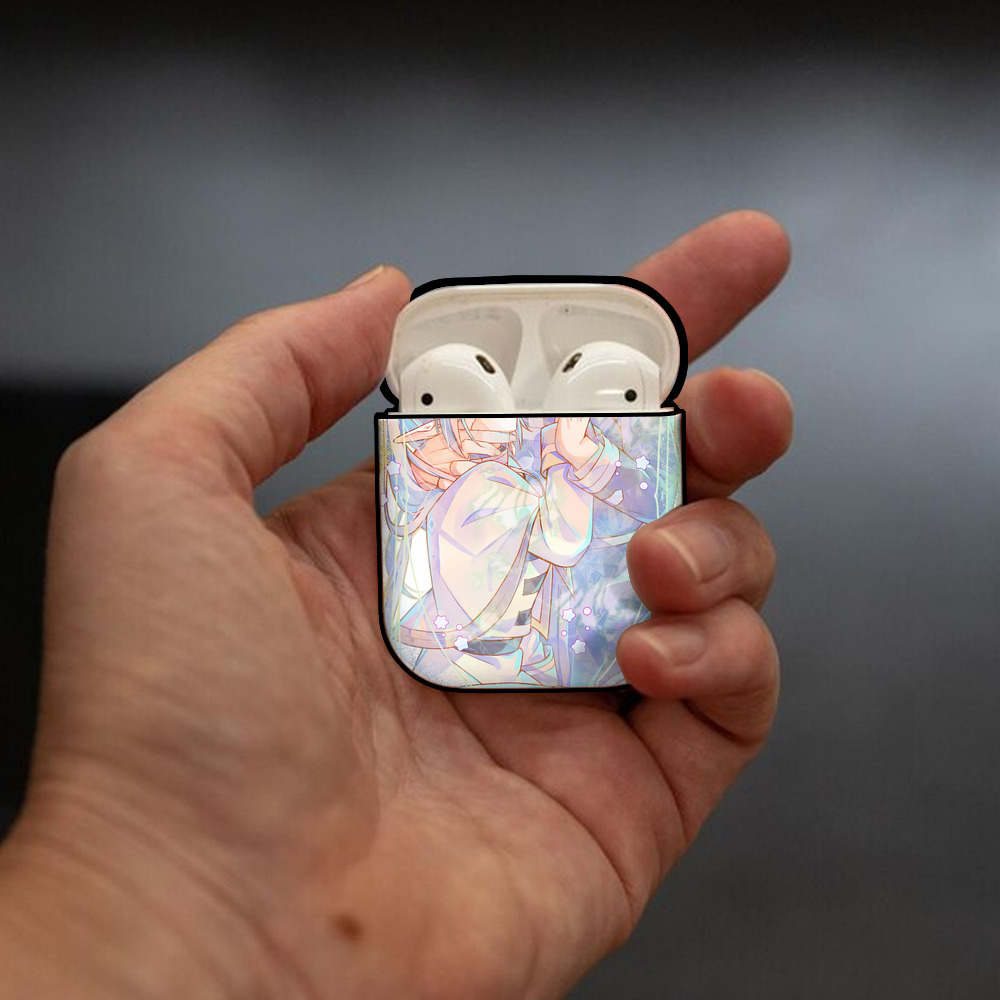 葬送のフリーレン Frieren AirPods 第2世代保護ケース ハードシェル ブラック 耐衝撃・防指紋・カラビナ付き