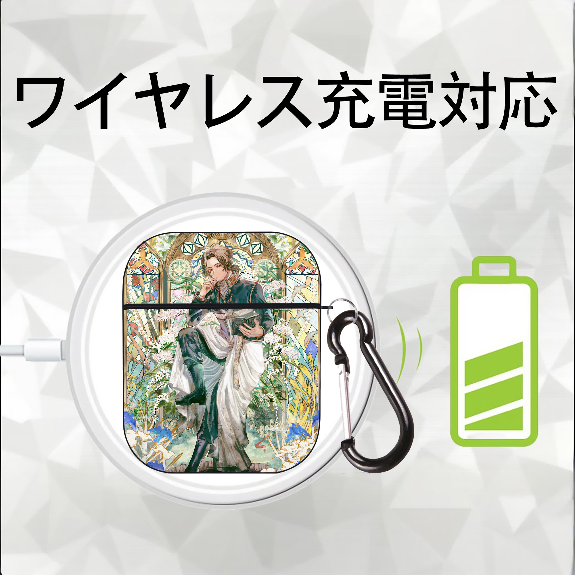 葬送のフリーレン Frieren AirPods 第2世代保護ケース ハードシェル ブラック 耐衝撃・防指紋・カラビナ付き