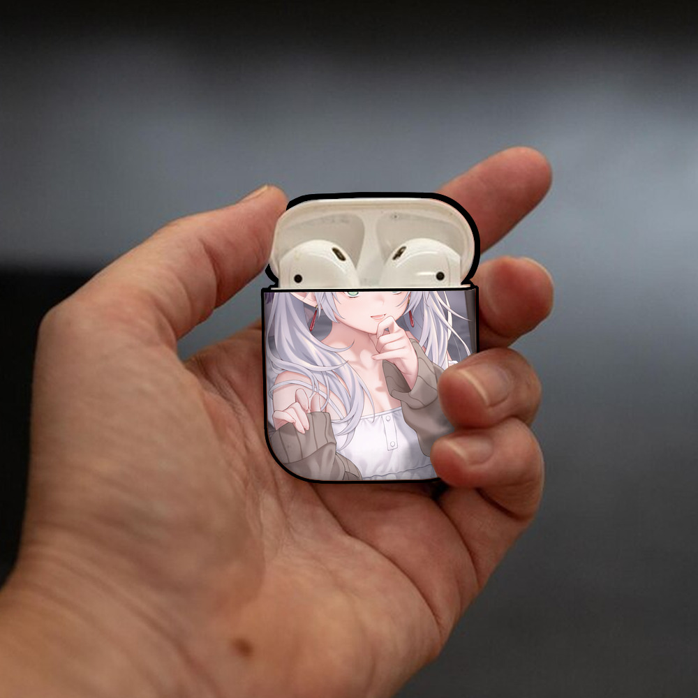葬送のフリーレン Frieren AirPods 第2世代保護ケース ハードシェル ブラック 耐衝撃・防指紋・カラビナ付き