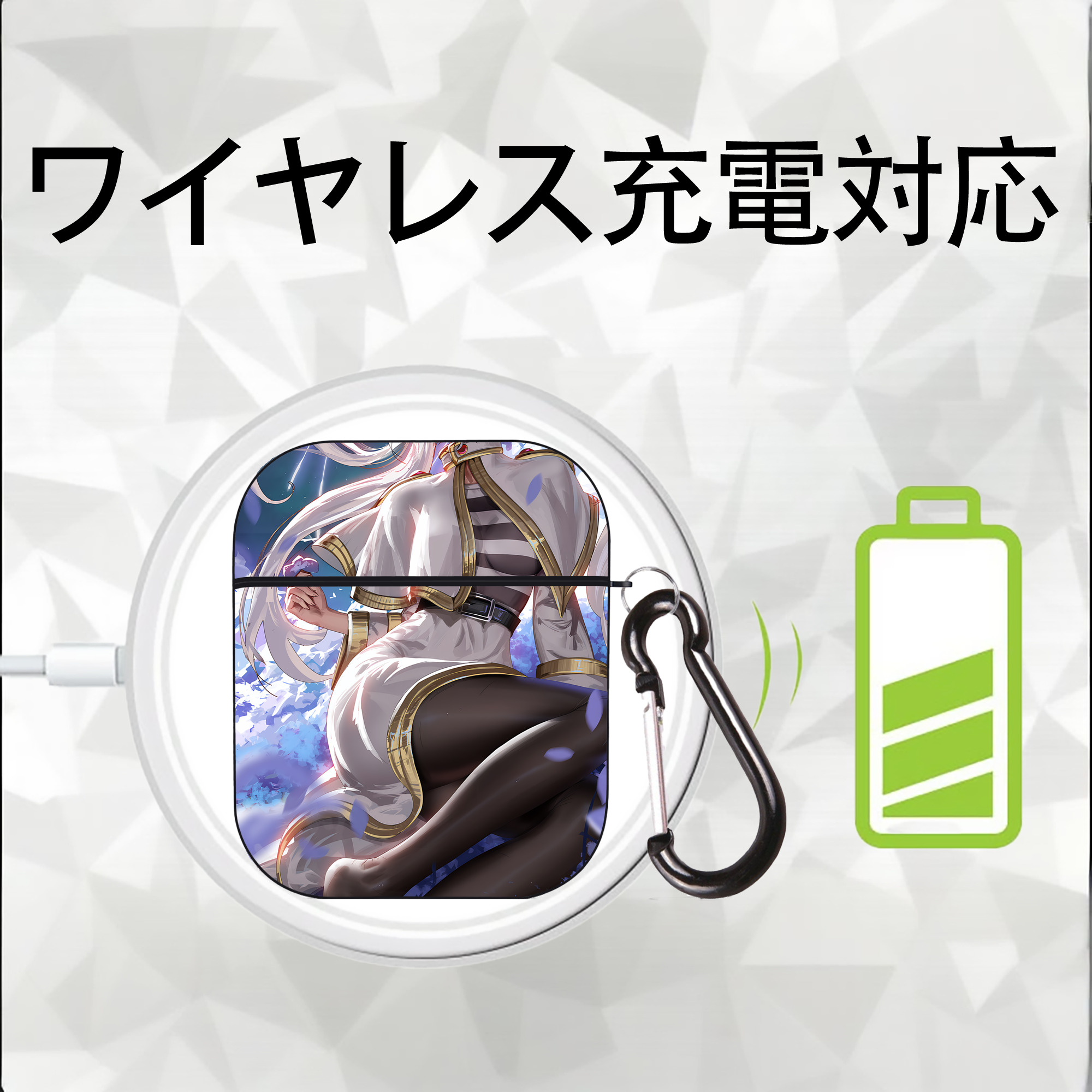 葬送のフリーレン Frieren AirPods 第2世代保護ケース ハードシェル ブラック 耐衝撃・防指紋・カラビナ付き