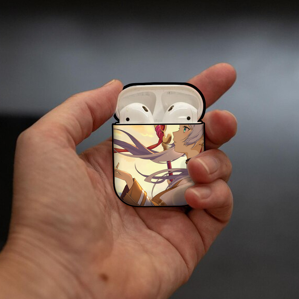 葬送のフリーレン Frieren AirPods 第2世代保護ケース ハードシェル ブラック 耐衝撃・防指紋・カラビナ付き