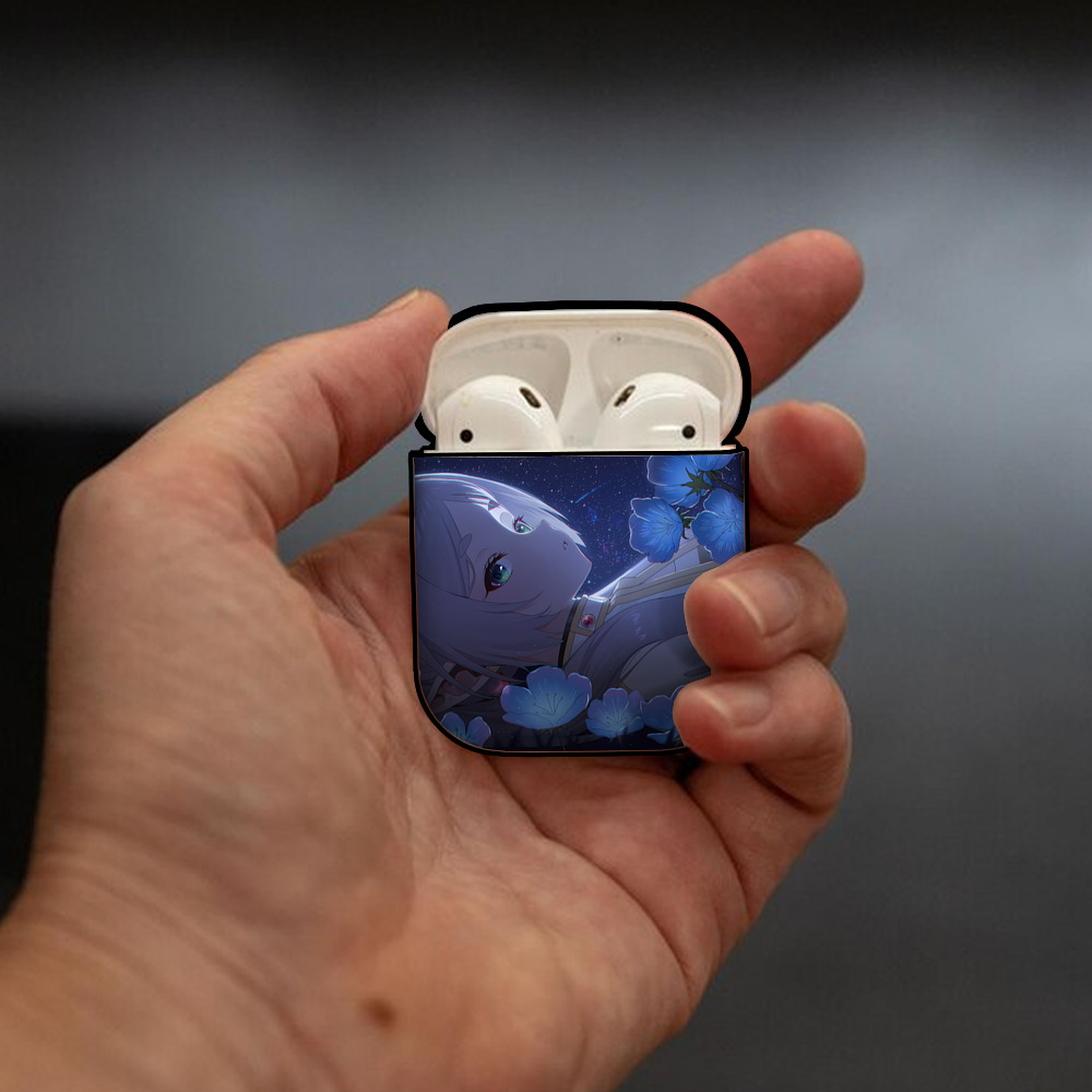 葬送のフリーレン Frieren AirPods 第2世代保護ケース ハードシェル ブラック 耐衝撃・防指紋・カラビナ付き