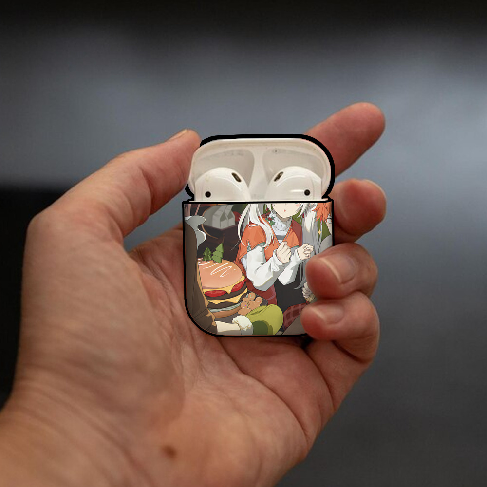 葬送のフリーレン Frieren AirPods 第2世代保護ケース ハードシェル ブラック 耐衝撃・防指紋・カラビナ付き